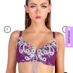 Vibrant Purple Beaded Bra Top